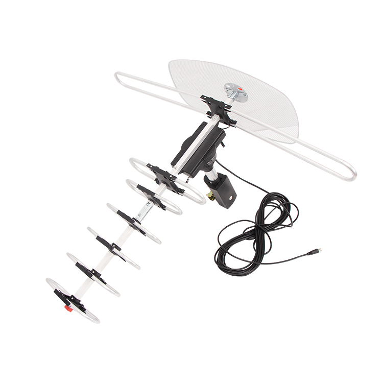 Amplified rotation remote control outdoor antenna with F power box GR-860